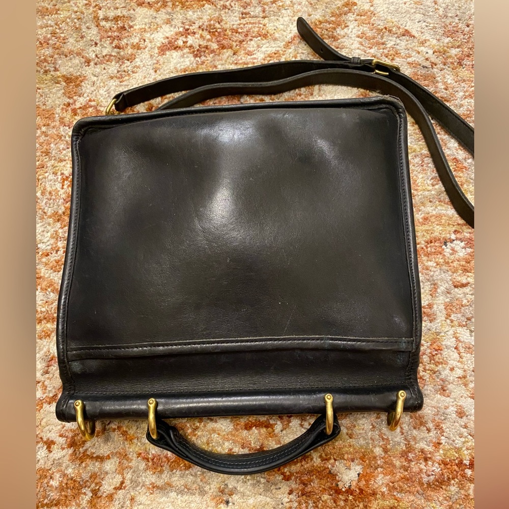 Coach Black Leather Crossbody Satchel with Gold Hardware - Picture 6 of 14
